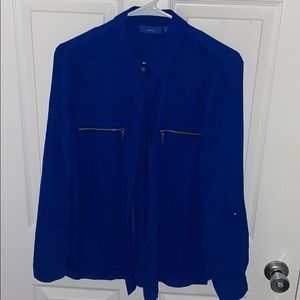 Women’s dark blue long sleeve button up